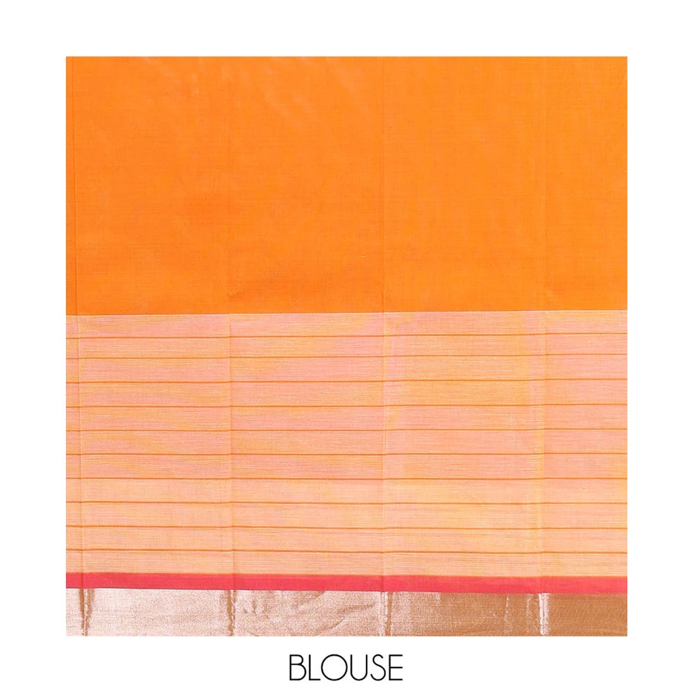 Pothys Mustard Plain Handloom Mercerised Cotton Saree