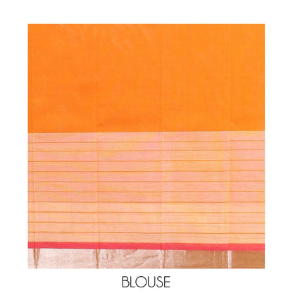 Pothys Mustard Plain Handloom Mercerised Cotton Saree