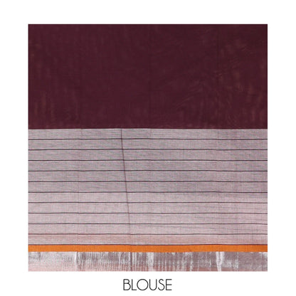 Pothys Light Wine Plain Handloom Mercerised Cotton Saree