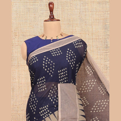 Pothys Navy Blue Blue Handloom Cotton Saree