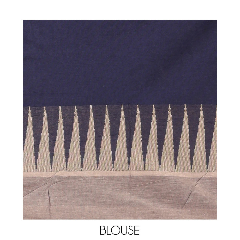 Pothys Navy Blue Blue Handloom Cotton Saree
