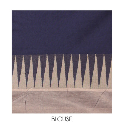 Pothys Navy Blue Blue Handloom Cotton Saree