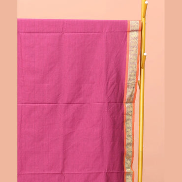 Pothys Pink Plain Poly Cotton Saree