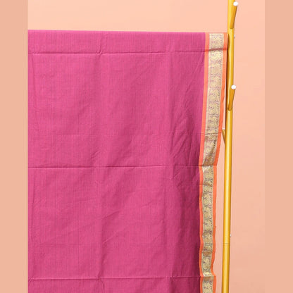 Pothys Pink Plain Poly Cotton Saree