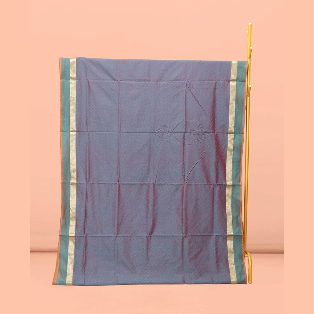 Pothys Blue Poly Cotton Saree
