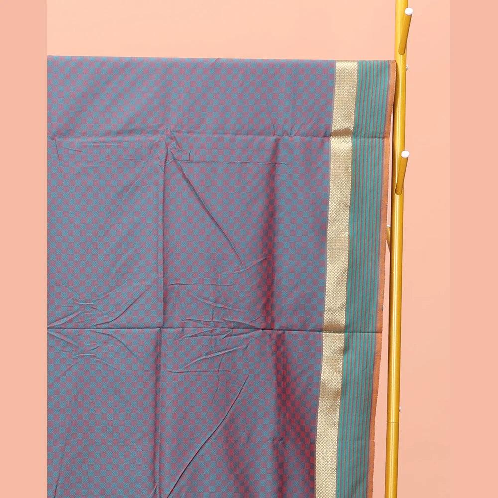 Pothys Blue Poly Cotton Saree