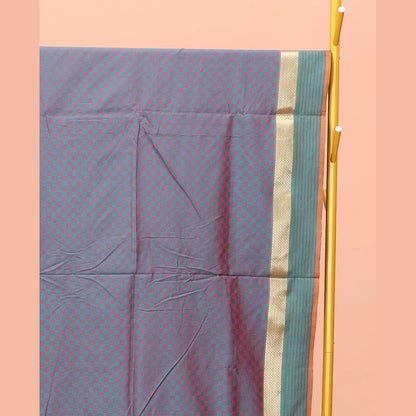 Pothys Blue Poly Cotton Saree