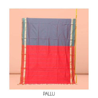 Pothys Blue Poly Cotton Saree