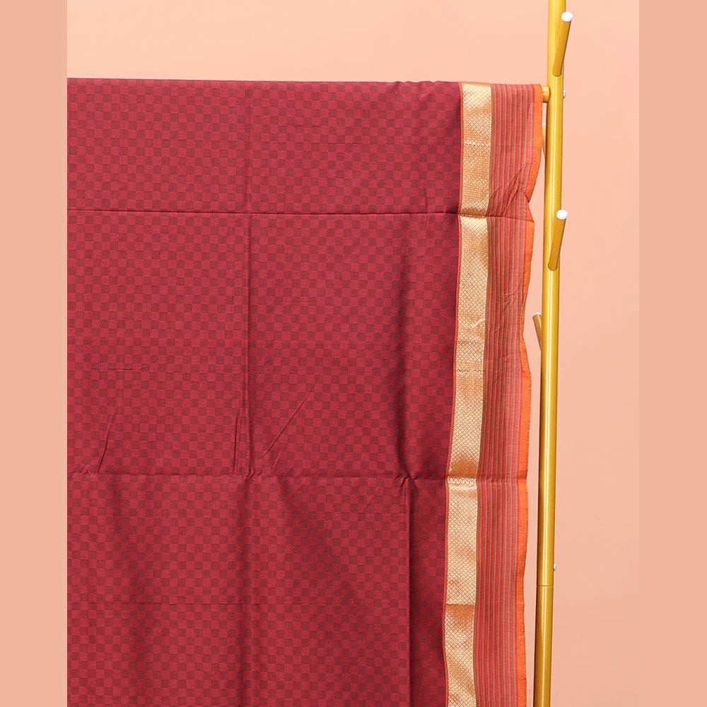 Pothys Maroon Poly Cotton Saree