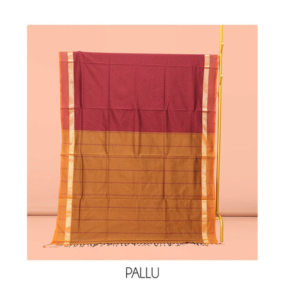 Pothys Maroon Poly Cotton Saree