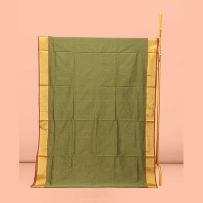 Pothys Green Striped Poly Cotton Saree