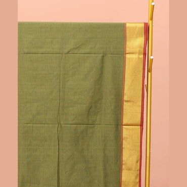 Pothys Green Striped Poly Cotton Saree