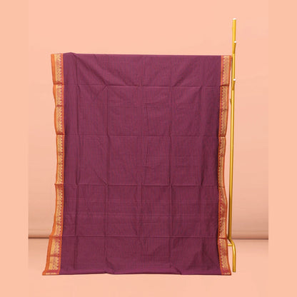 Pothys Wine Striped Poly Cotton Saree