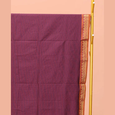 Pothys Wine Striped Poly Cotton Saree