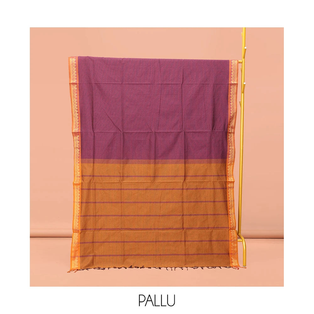 Pothys Wine Striped Poly Cotton Saree