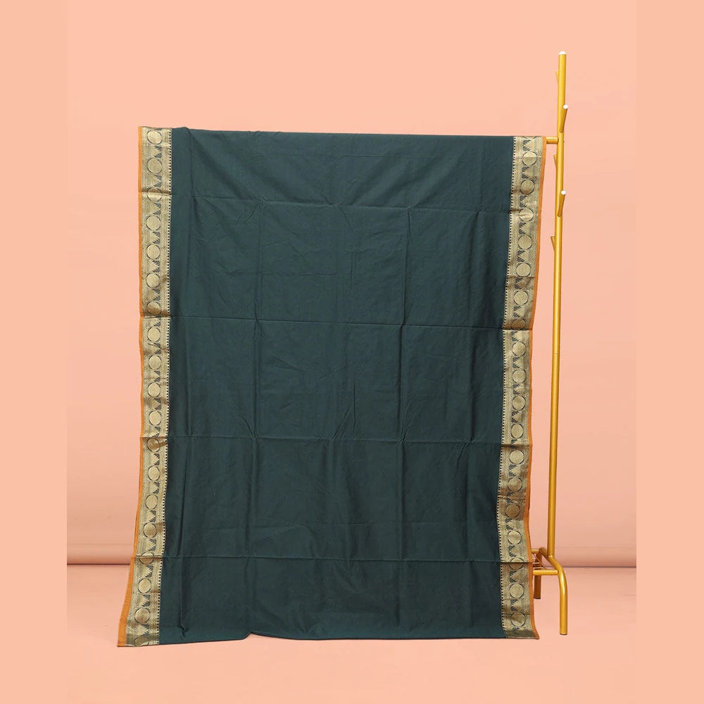 Pothys Green Plain Poly Cotton Saree