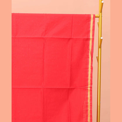 Pothys Red Plain Poly Cotton Saree