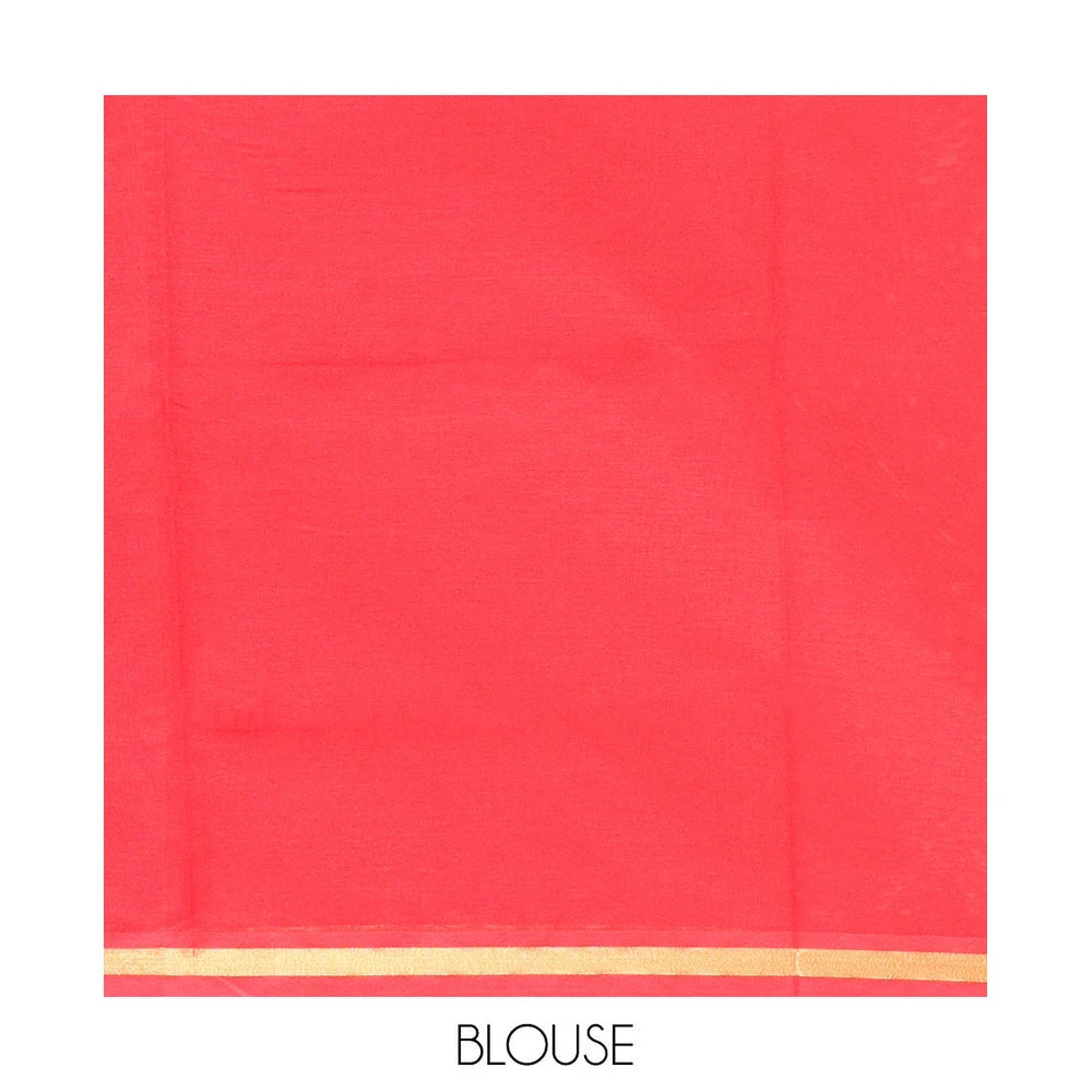 Pothys Red Plain Poly Cotton Saree