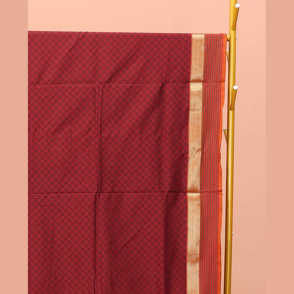 Pothys Red Poly Cotton Saree