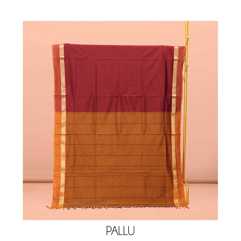 Pothys Red Poly Cotton Saree