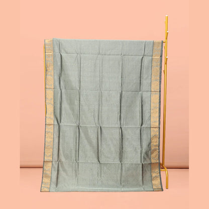 Pothys Grey Striped Poly Cotton Saree