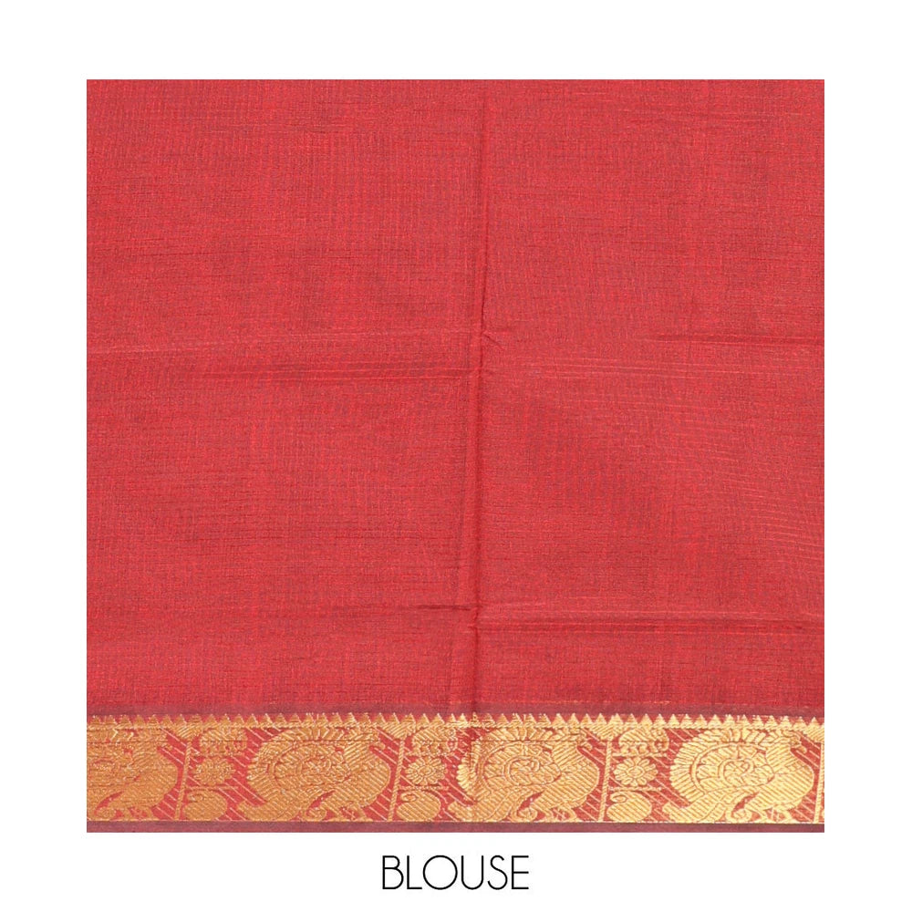 Pothys Grey Striped Poly Cotton Saree