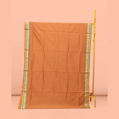 Pothys Orange Striped Poly Cotton Saree