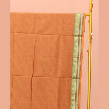 Pothys Orange Striped Poly Cotton Saree