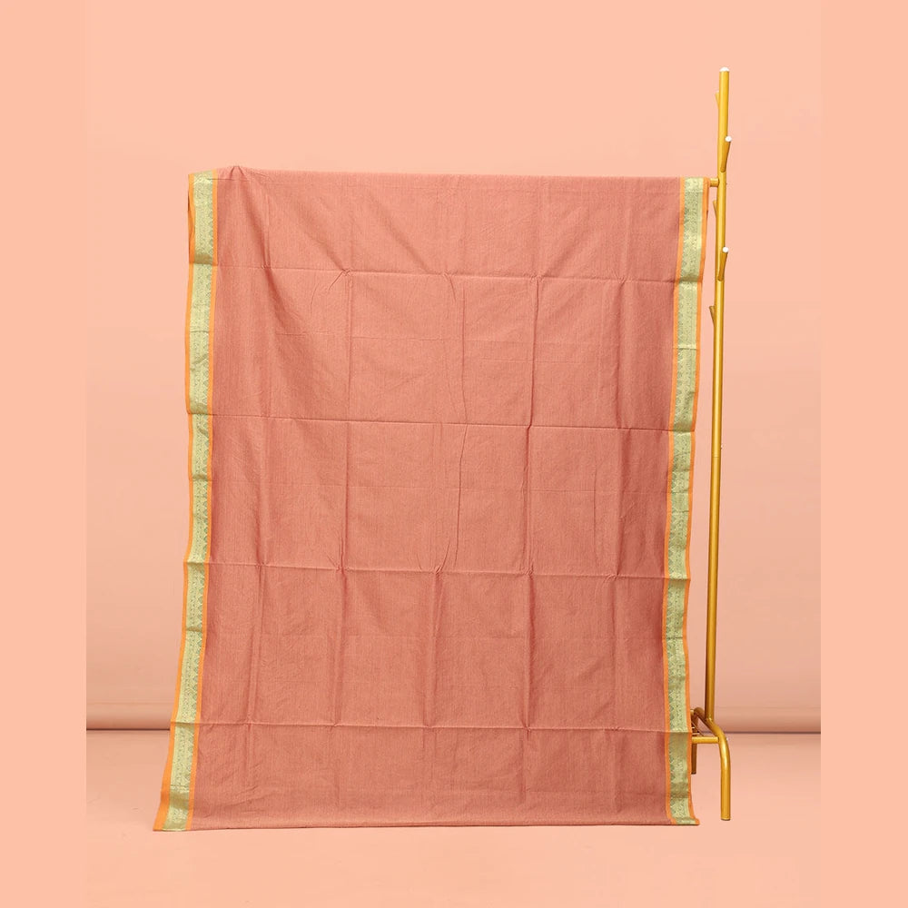 Pothys Peach Plain Poly Cotton Saree