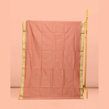 Pothys Peach Plain Poly Cotton Saree