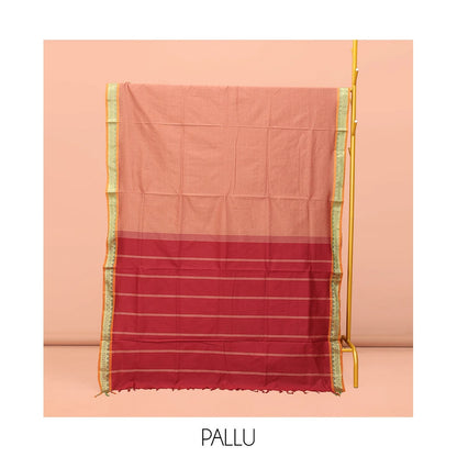 Pothys Peach Plain Poly Cotton Saree