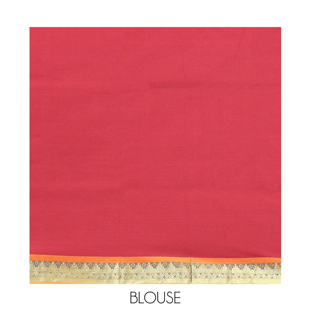 Pothys Peach Plain Poly Cotton Saree