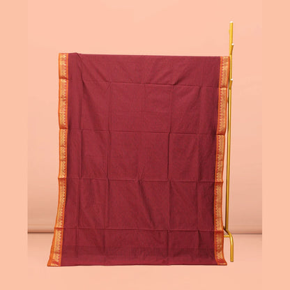 Pothys Red Striped Poly Cotton Saree
