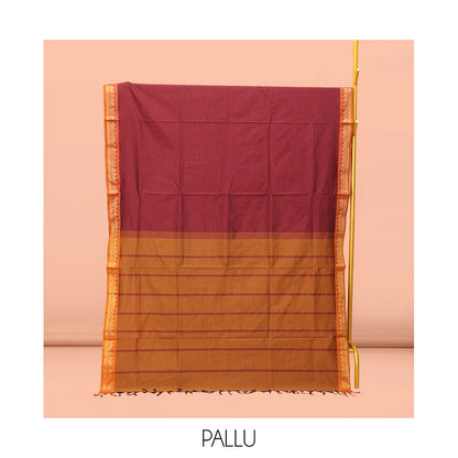 Pothys Red Striped Poly Cotton Saree