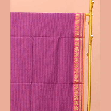 Pothys Pink Striped Poly Cotton Saree