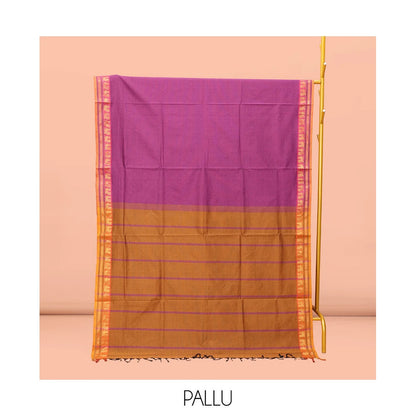 Pothys Pink Striped Poly Cotton Saree