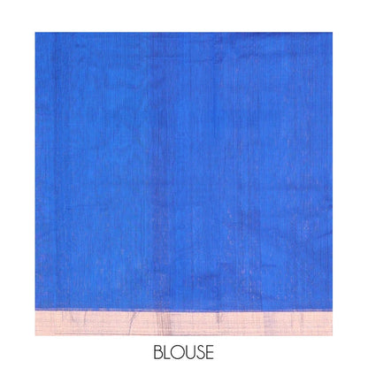 Pothys Blue leaf motifs chanderi cotton saree with contrast zari border & striped pallu