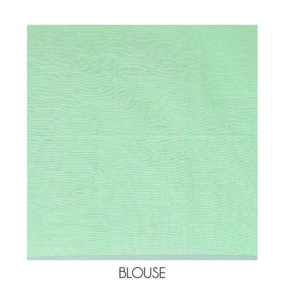 Pothys Pista green thread buttas Khadi cotton saree, contrast plain border, and pallu of geometric buttas