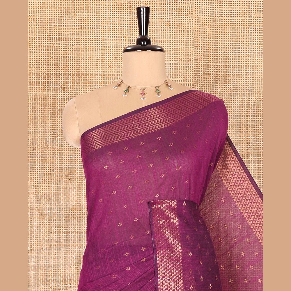 Pothys Khadi Mul Cotton Saree with Zari Buttas & Tissue Pallu