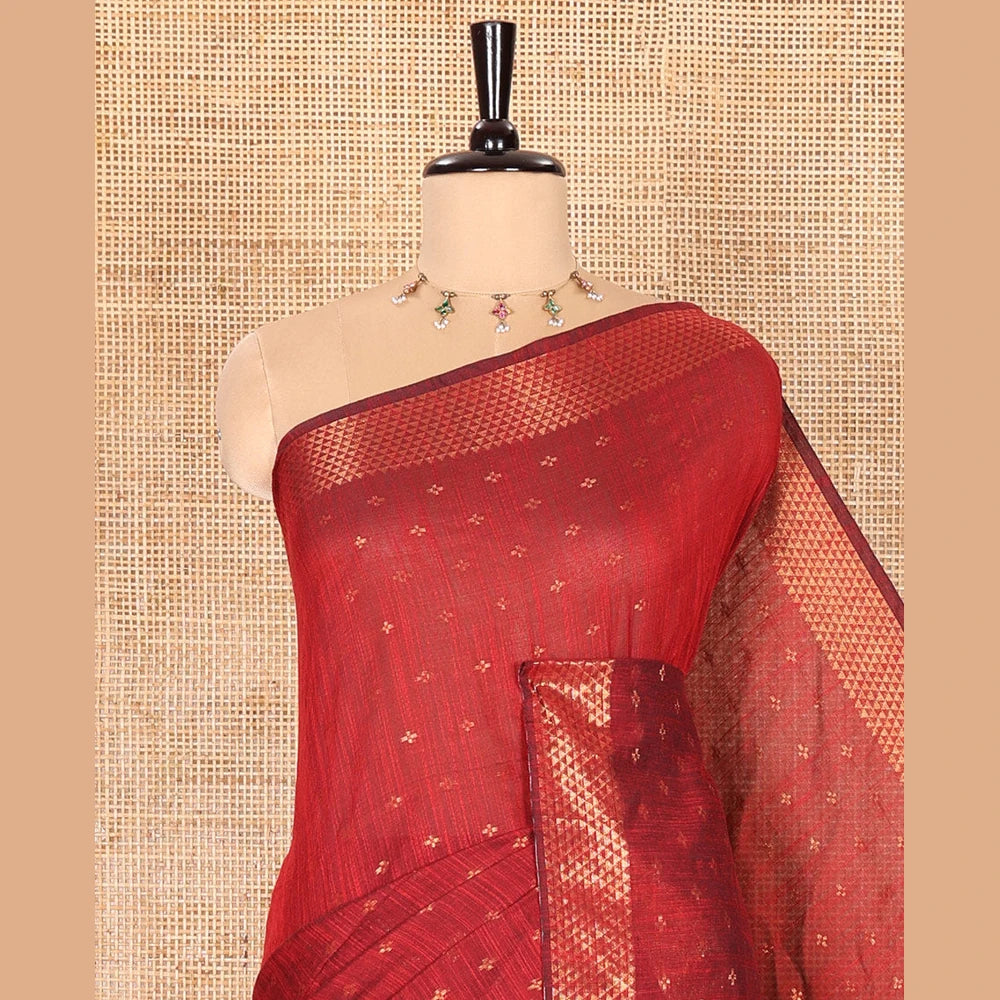 Pothys Khadi Mul Cotton Saree with Zari Buttas & Tissue Pallu