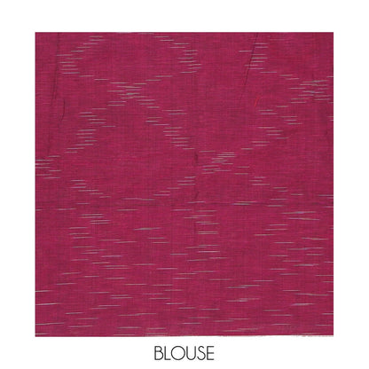 Pothys Borderless Purple Khadi Mul Cotton Saree Decked with Jharna-Style Waterdrop Motifs, Featuring a Gleaming Zari-Woven Pallu, Paired with a Matching Blouse Replicating the Body Motifs