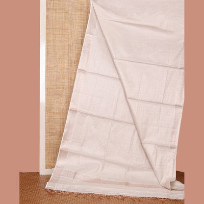 Pothys Off-White Kerala Saree, Sparsely Woven Zari Checks on Its Body, Subtly Sparkled Zari Bavanji Border, Pallu of Zari Checks, and Paired with a Matching Blouse