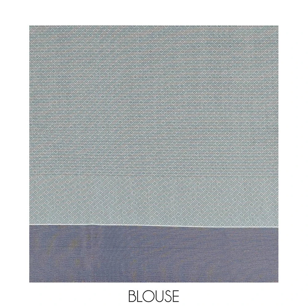 Pothys Pastel Blue Semi-Silk Cotton Saree with Geometric Buttas