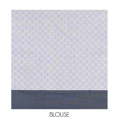 Pothys Grey Semi-Silk Cotton Saree, Sparsely Woven with Buttas and Geometric Designs All Over Its Body, Complemented by Contrast Border, Sparsely Woven Pallu of Geometric Designs, and Paired with a Matching Blouse