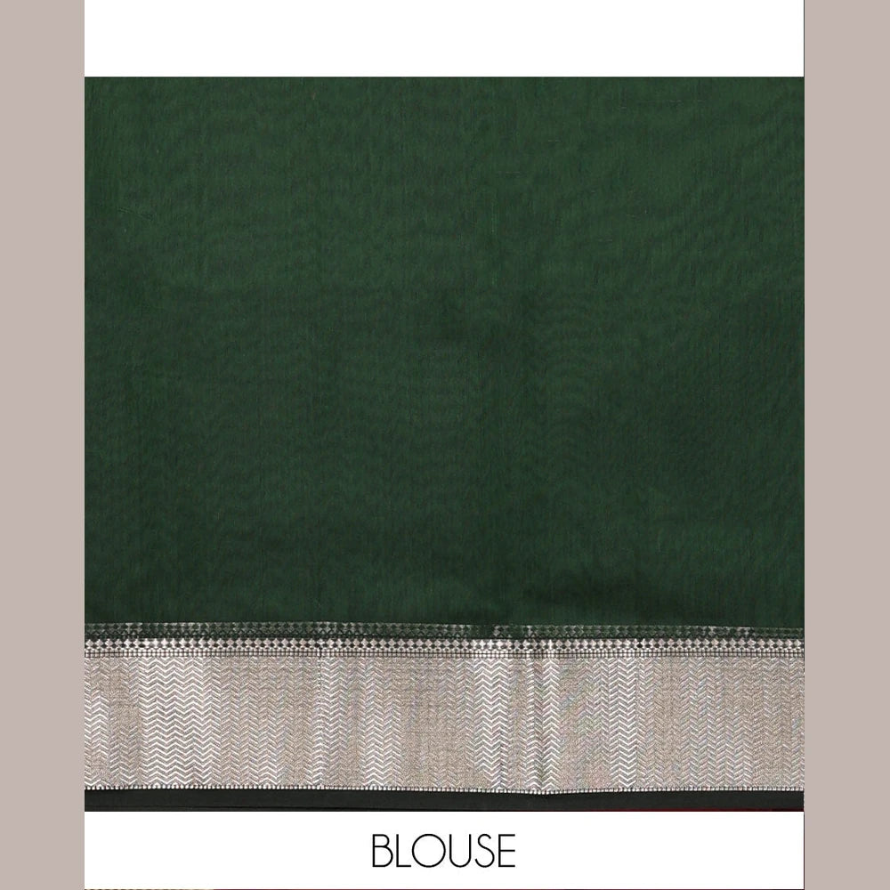 Pothys Green Maheshwari Cotton Saree with Meena Buttas