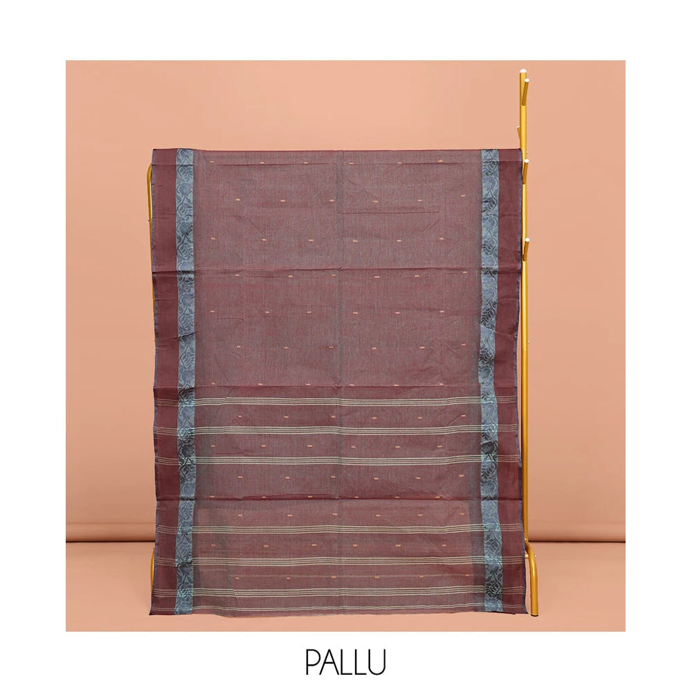 Pothys Brown Dual-Tone Bengal Cotton Saree with Floral Border