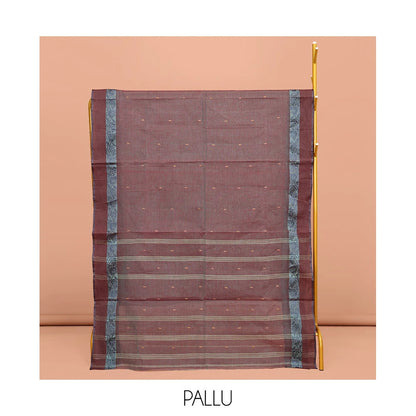 Pothys Brown Dual-Tone Bengal Cotton Saree with Floral Border