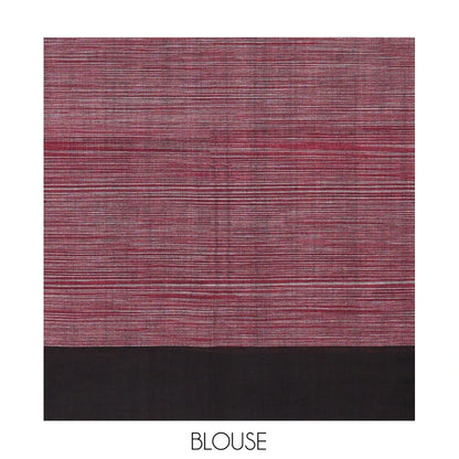 Pothys Pink Heathered Textured Mangalgiri Cotton Saree, Complemented by Contrast Border, Striped Pallu, and Paired with a Contrast Blouse
