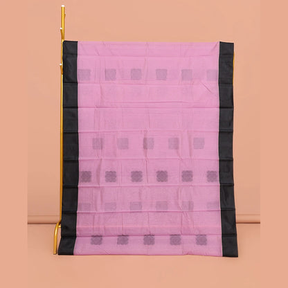 Pothys Pink Semi-Silk Cotton Saree, Delicately Designed with Buttas All Over Its Body, Contrast Plain Border, Pallu of Jaal Design, and Paired with a Matching Blouse