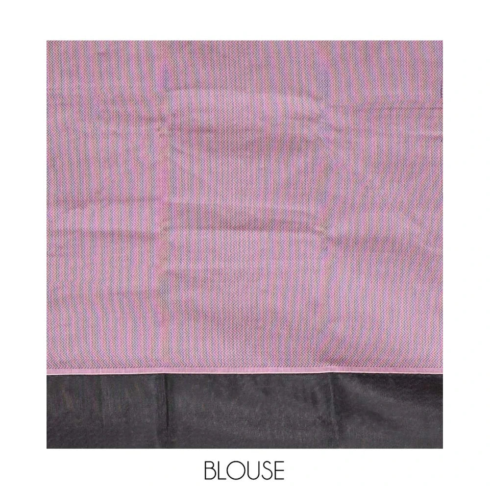 Pothys Pink Semi-Silk Cotton Saree, Delicately Designed with Buttas All Over Its Body, Contrast Plain Border, Pallu of Jaal Design, and Paired with a Matching Blouse